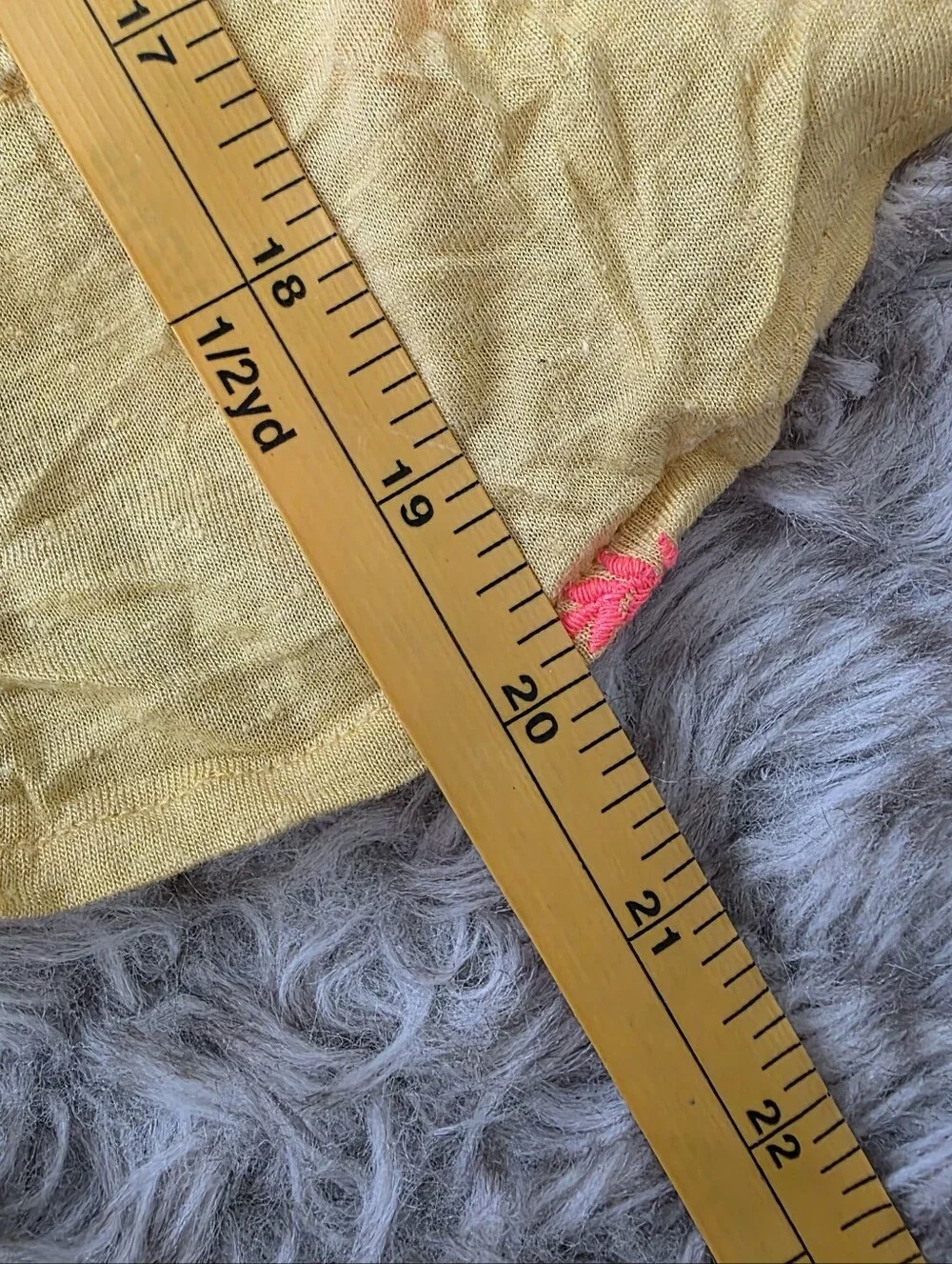 Free People Full Bloom Embroided Yellow Floral Ruffle V-Neck Top Women's Large